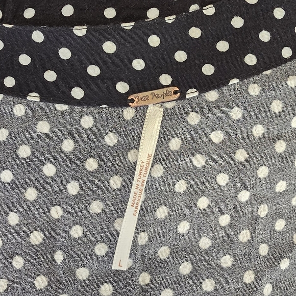 Free People love street women M polka dot long sleeve button down whimsigoth - Picture 12 of 12